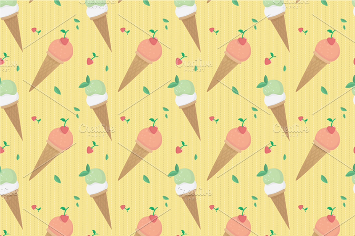 Ice Cream pattern vector set preview 3