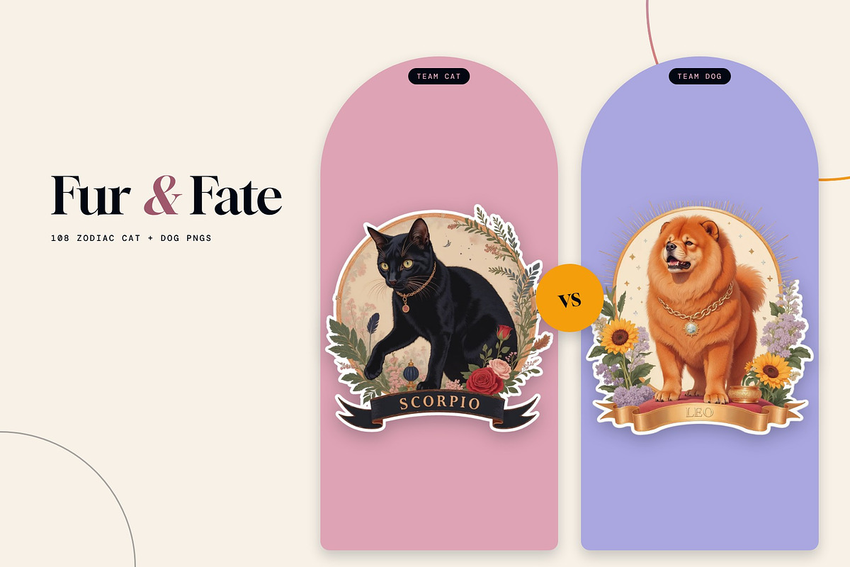 Fur & Fate Zodiac Pet Clipart 100+, an Object Graphic by Jakayla Digital Co (Photo 1 of 9)