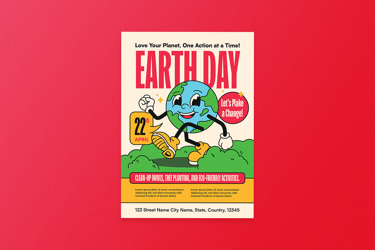 Retro Earth Day Flyer, a Flyer Template by Aiyari Graphic (Photo 1 of 3)