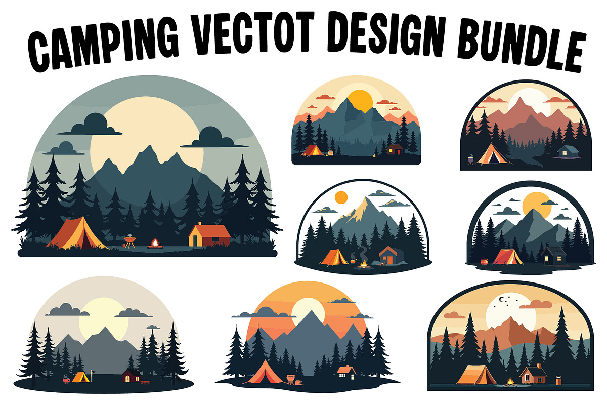 Camping Vector Design Bundle, a Decorative Illustration by Amazin_art