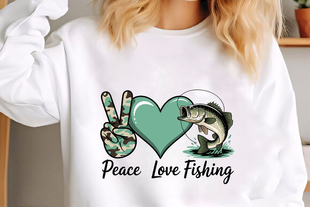 Peace love fishing camo heart bass, an Illustration by CrexoraLab (Photo 2 of 4)