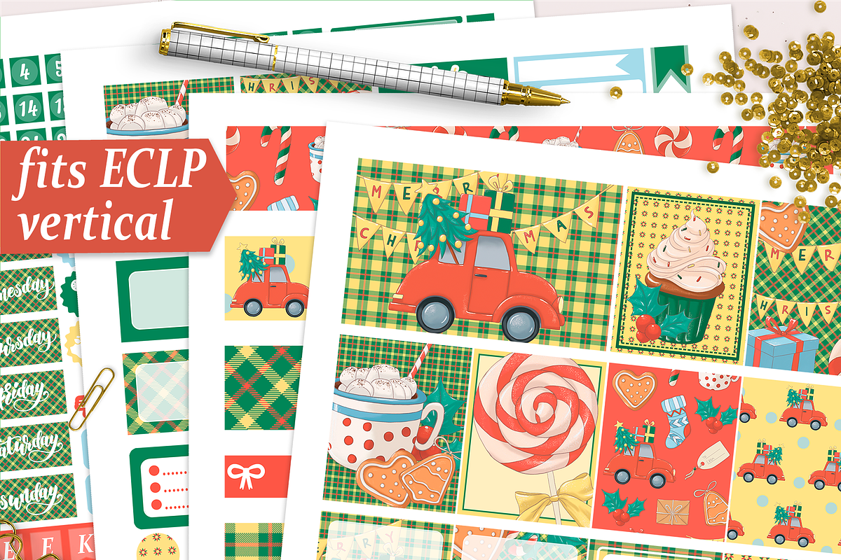 Christmas Retro Car Planner Stickers, a Design Template by DigitalDesignAI (Photo 1 of 10)