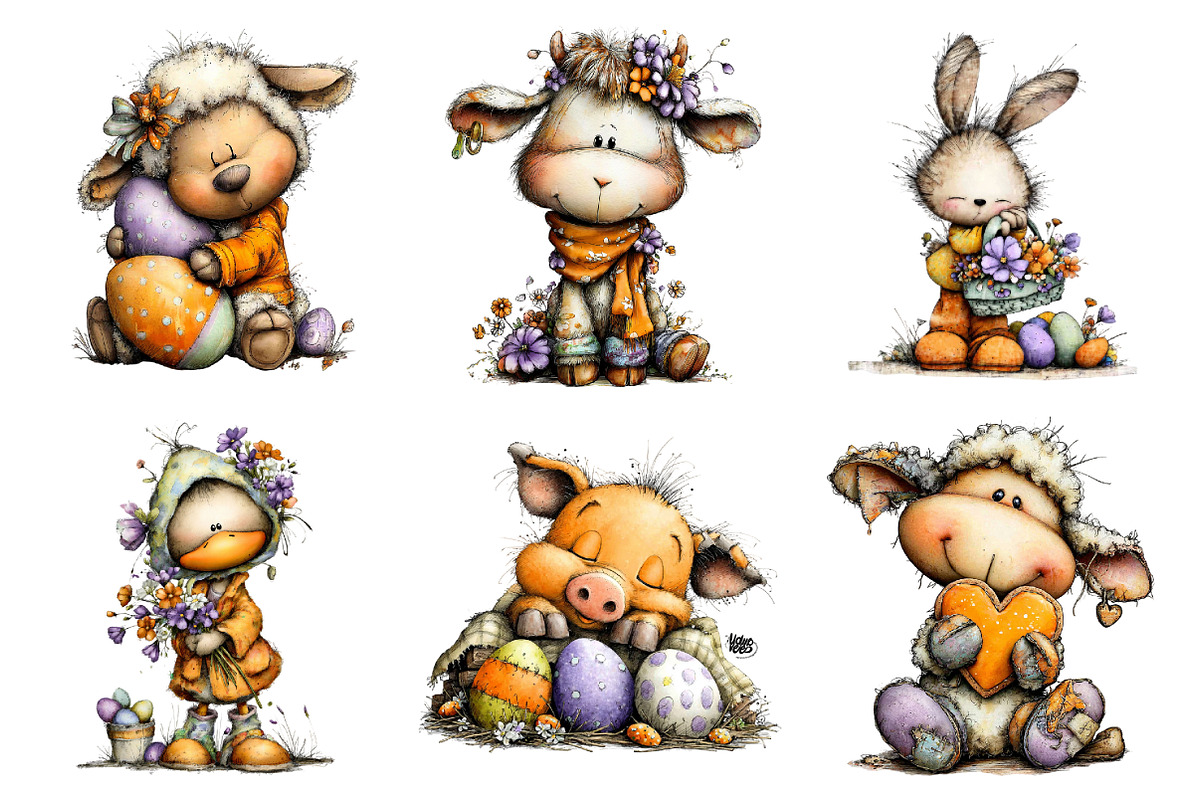 Whimsical Baby Farm Easter Clipart, an Illustration by Design Market (Photo 2 of 3)