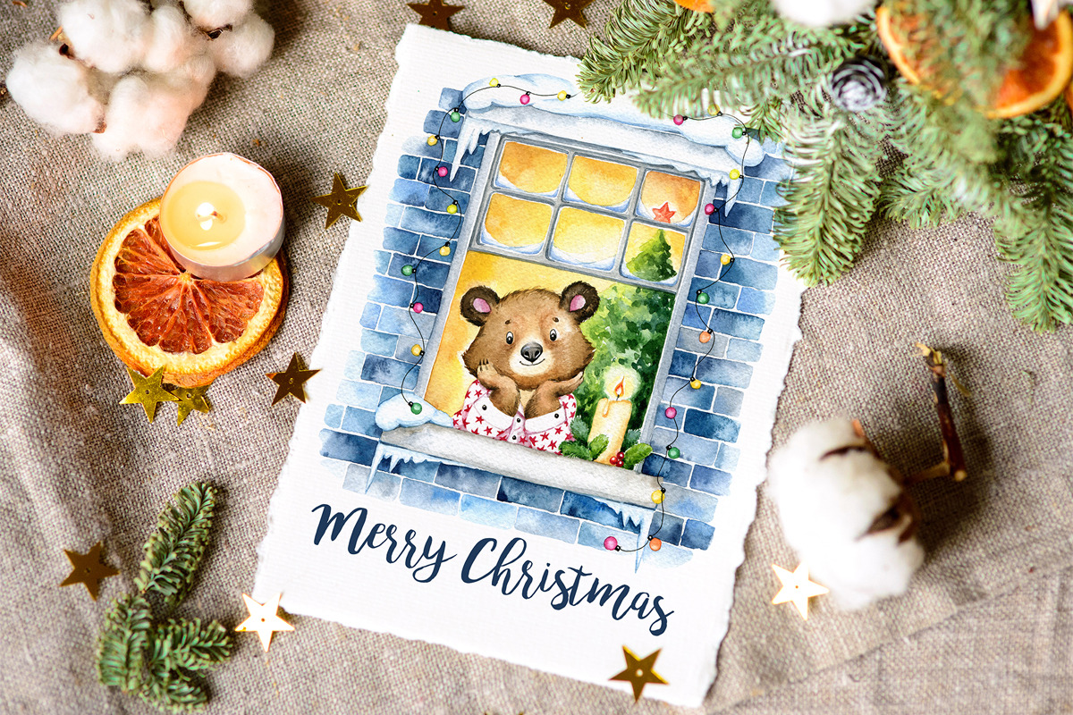 Cute Bear Christmas Clipart Set, an Animal Illustration by SimpleWishesArt (Photo 3 of 7)