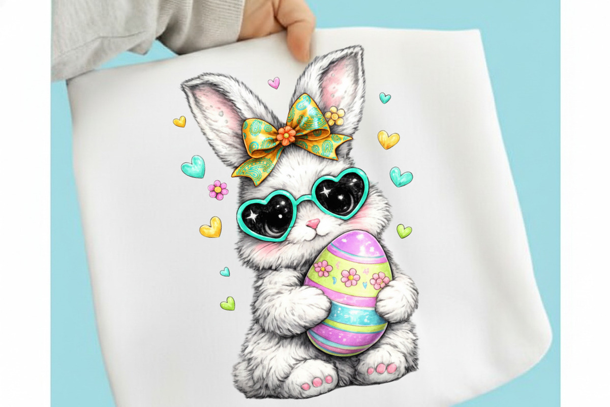 Retro Preppy Cute Easter Bunny Png, an Illustration by designcity5 (Photo 1 of 9)