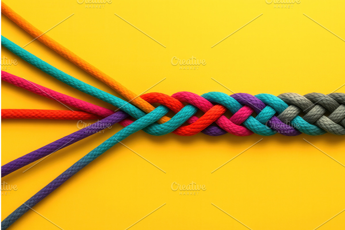 A close-up of multi-colored ropes, an Illustration by Sergey Kotenev