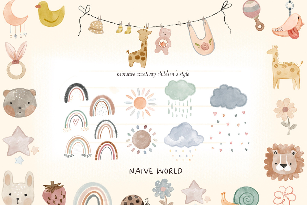 Naive word, Newborn children PNG., a Decorative Illustration by Hello My Print (Photo 8 of 9)