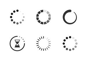 Set icons of loading progress, a Solid Icon by motorama
