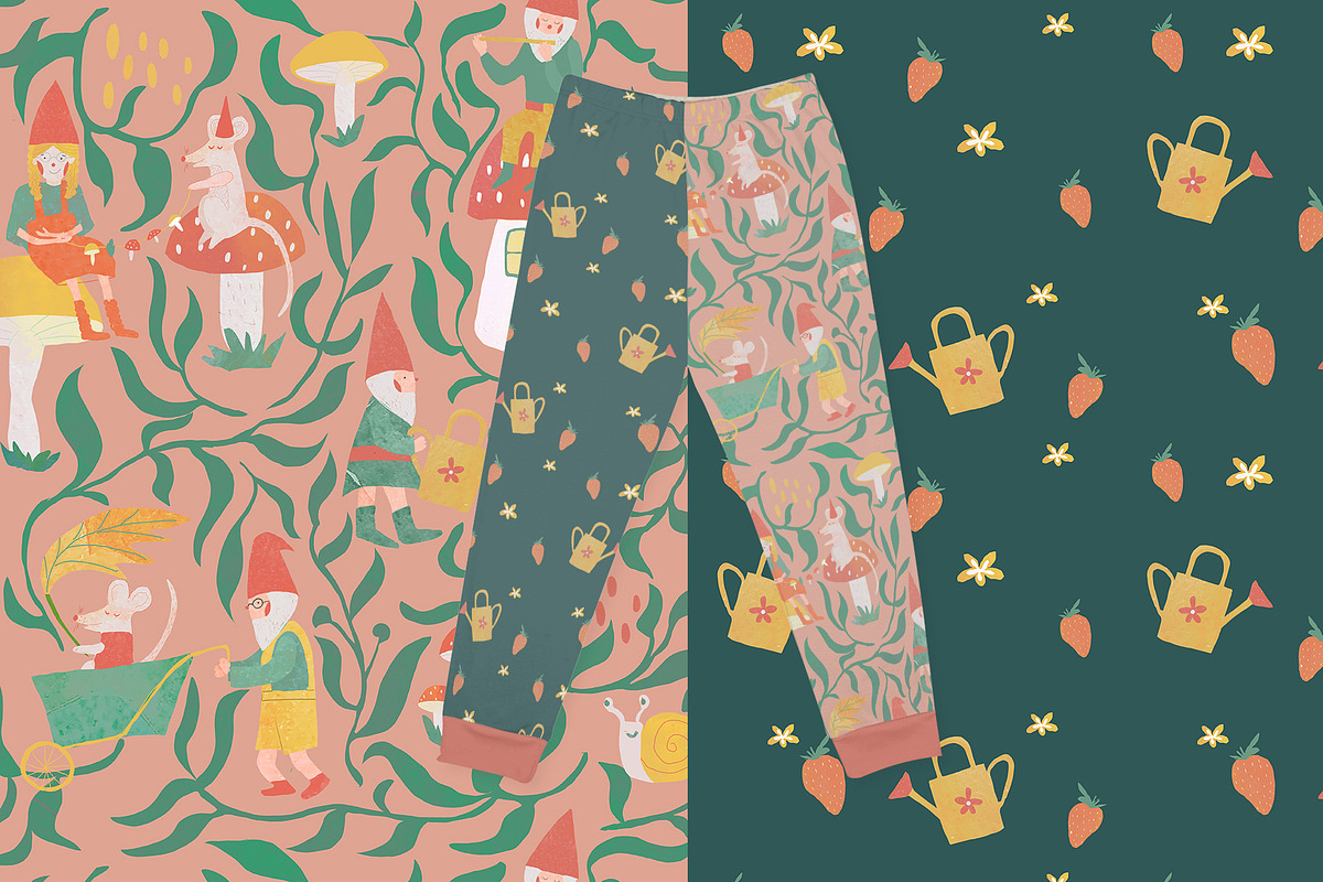 Forest cute gnomes patterns, a Pattern Graphic by watercolor kamill (Photo 8 of 10)