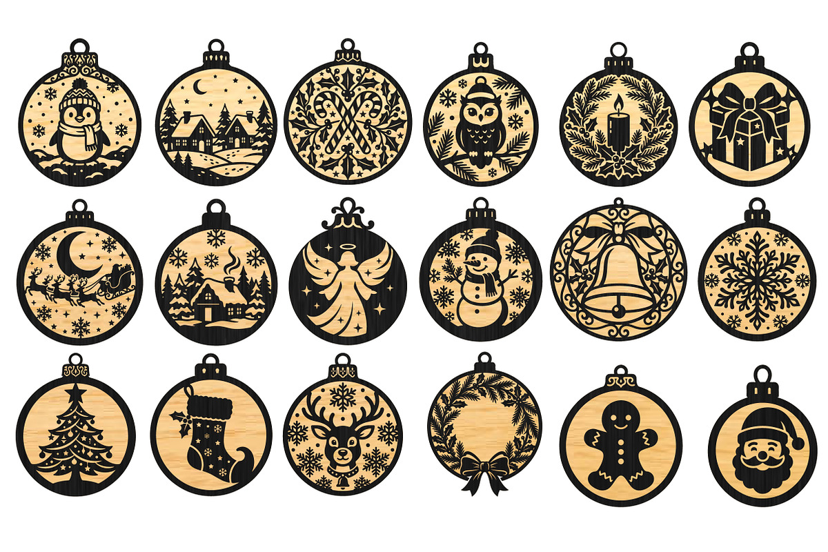 18 Christmas Ornaments Laser Cut SVG, an Object Graphic by DreamCafeArt (Photo 4 of 8)