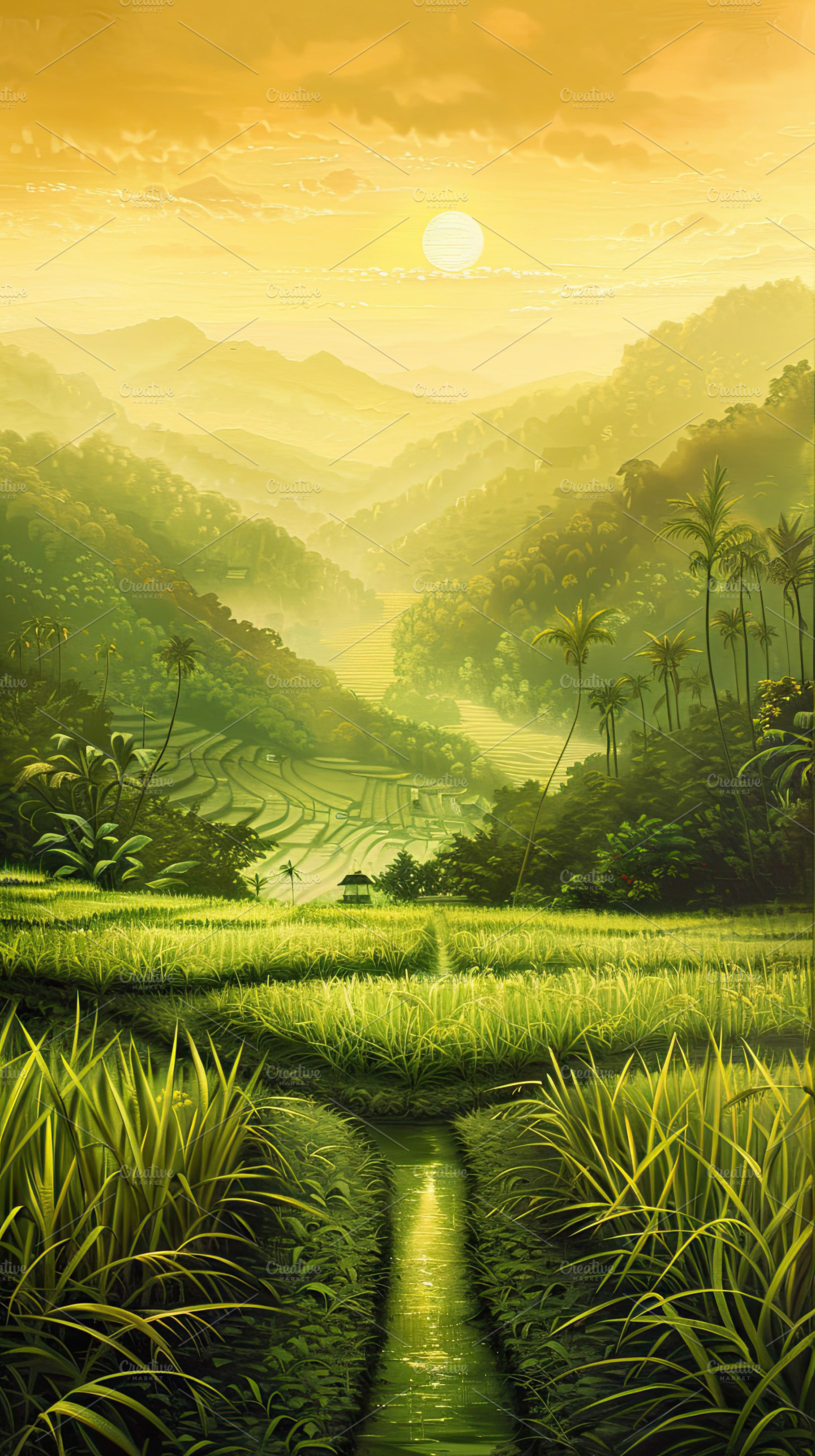 Tropical Sunset Over Lush Valley, a Photo by LOGOCREATIVE