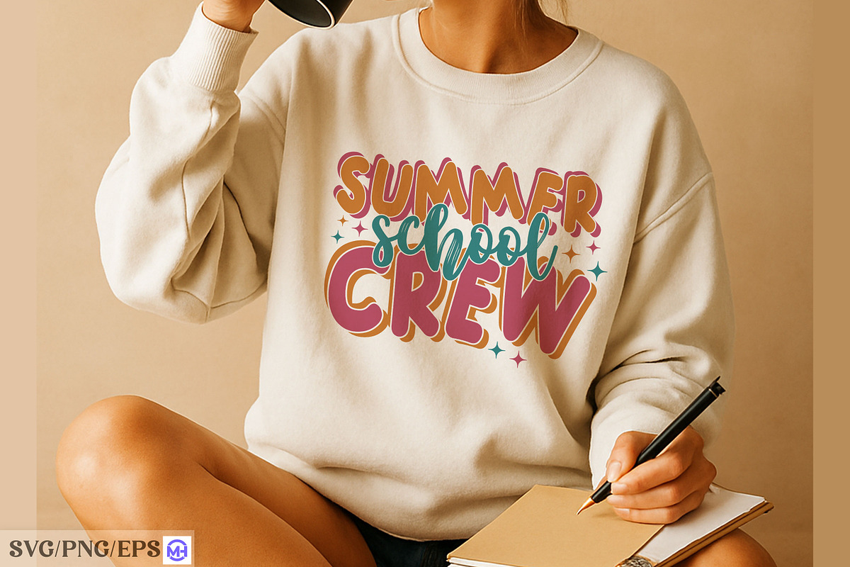Summer School Crew SVG Groovy, a Seasonal Illustration by mh_arif (Photo 4 of 4)