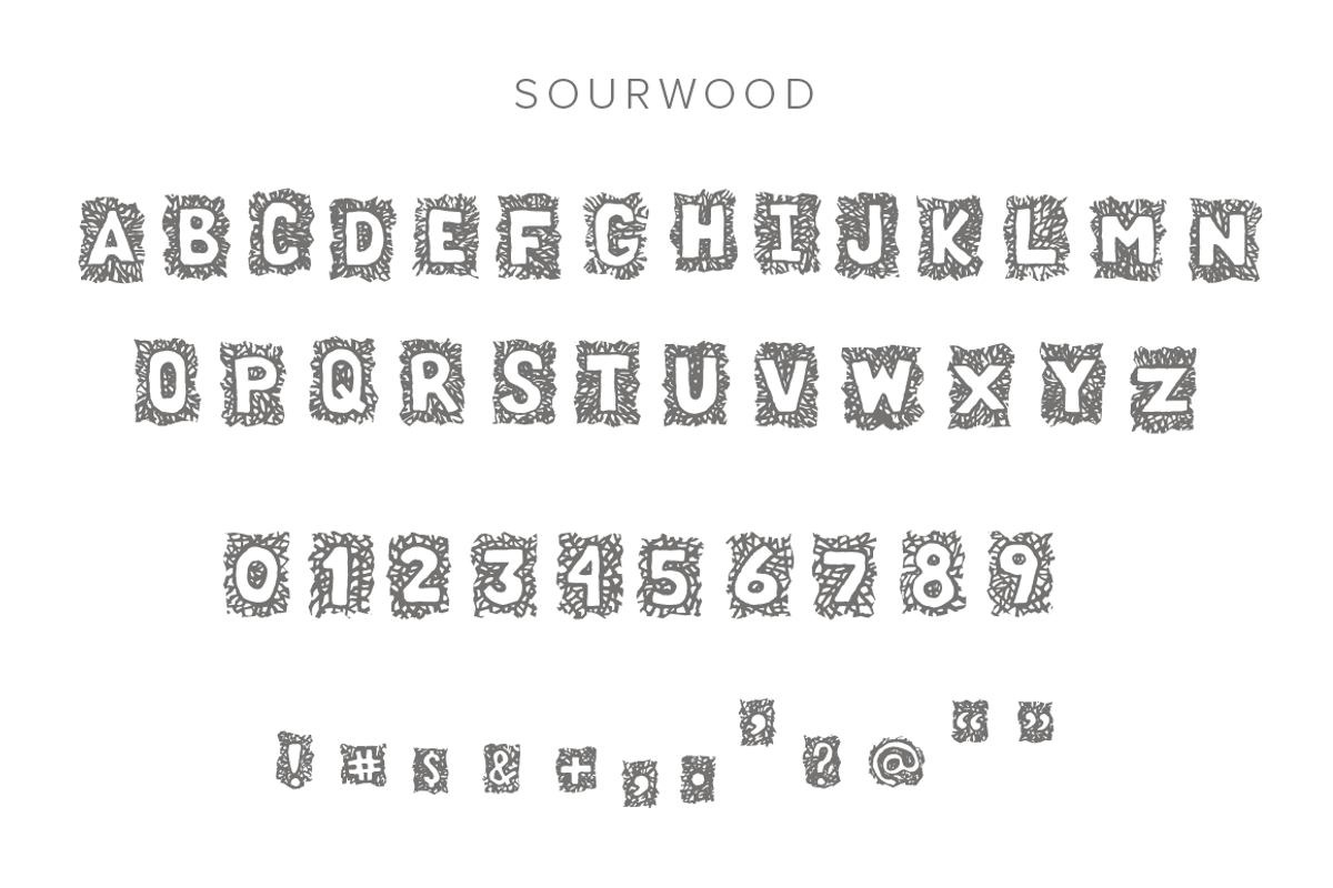 Sourwood: woodcut font family preview 6