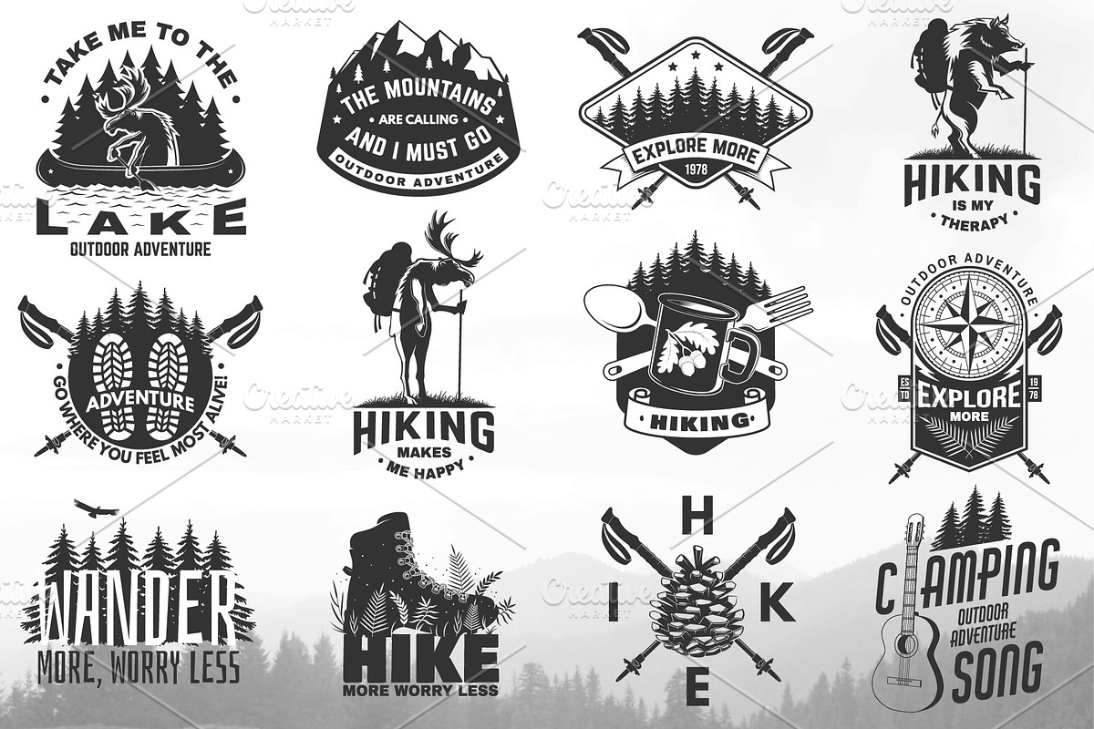Hiking and Outdoor Logos/Badges, a Branding & Logo Template by sivVector