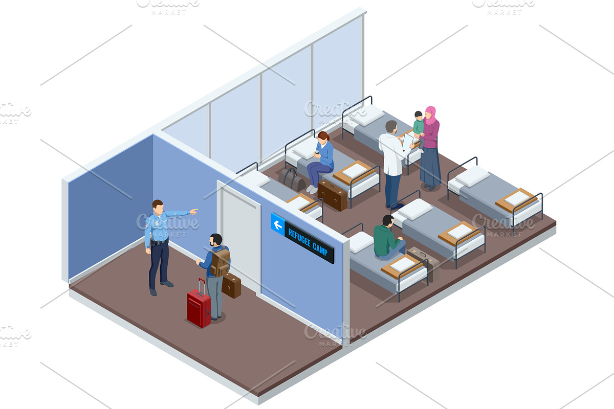 Isometric illustration of refugee, an Object Illustration by Golden Sikorka