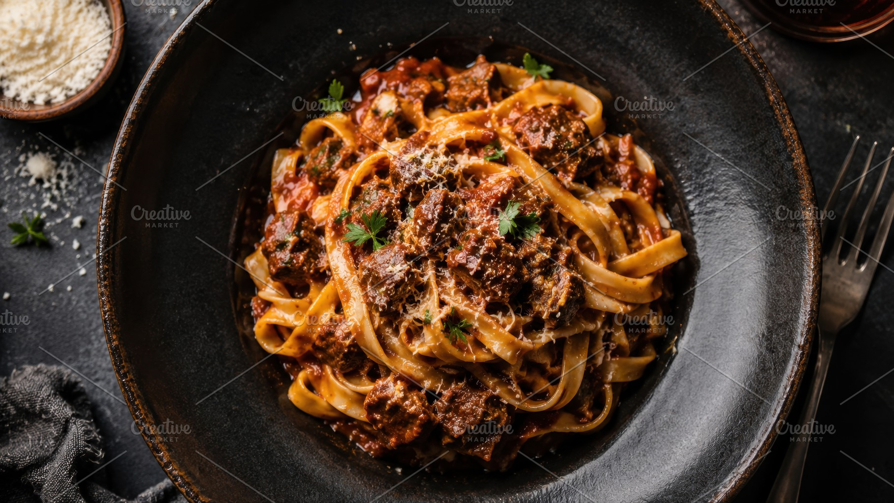 Pasta dish with sauce and herbs, a Photo by Beautiful things