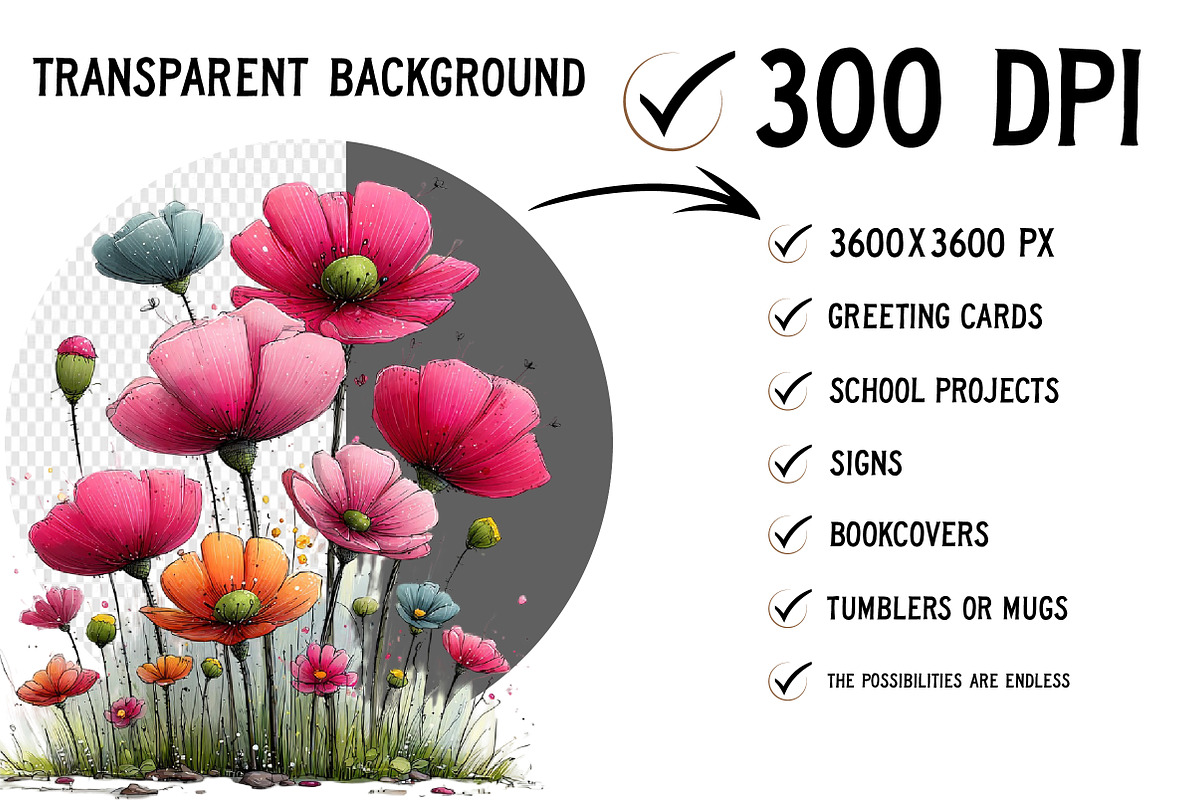 Whimsical Summer Flowers Clipart, an Illustration by Craft Nest (Photo 2 of 12)