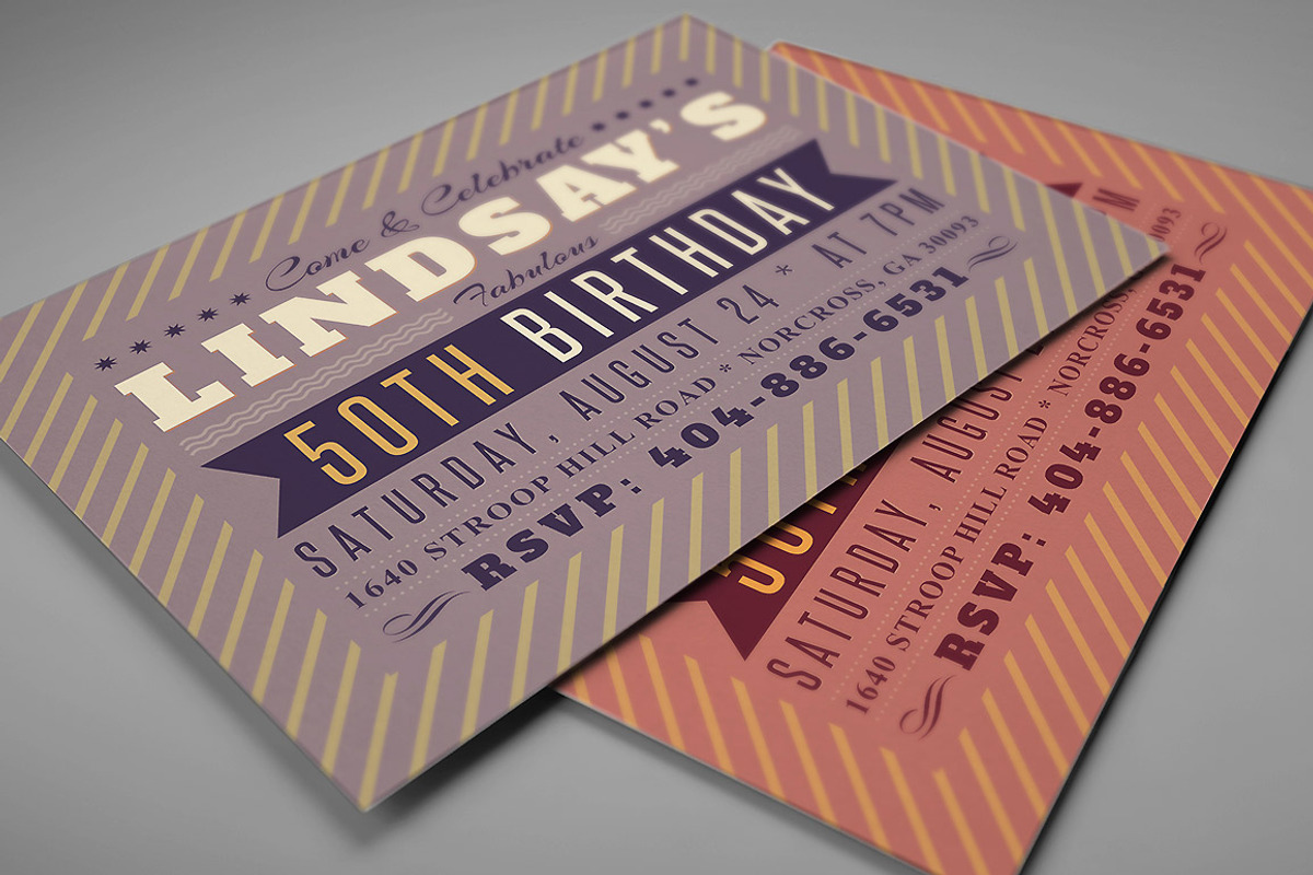 Retro Birthday Invitation 1, a Card Template by Cruzine (Photo 4 of 4)