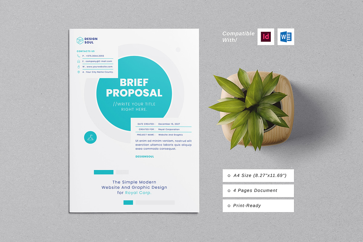 Brief Proposal Template, a Stationery Template by Designsoul14 (Photo 1 of 4)