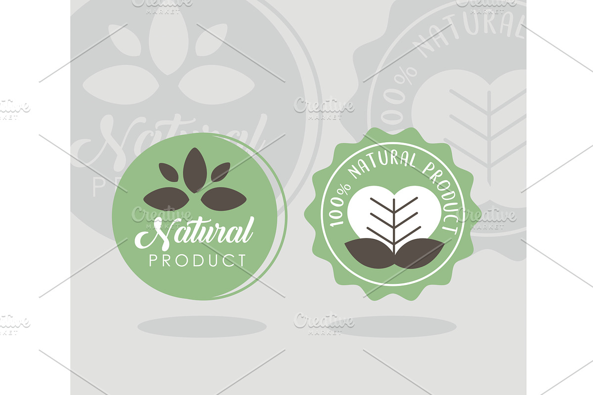 two natural labels, an Illustration by studiogstock