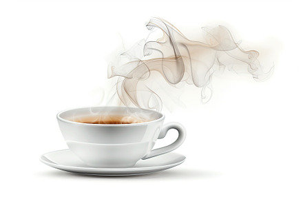 Cup of tea with steam isolated on white background, a Food & Drink Photo by AlyaAnd