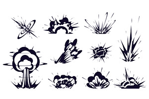 Silhouettes explosions and flashes, an Object Illustration by Vectorbuum