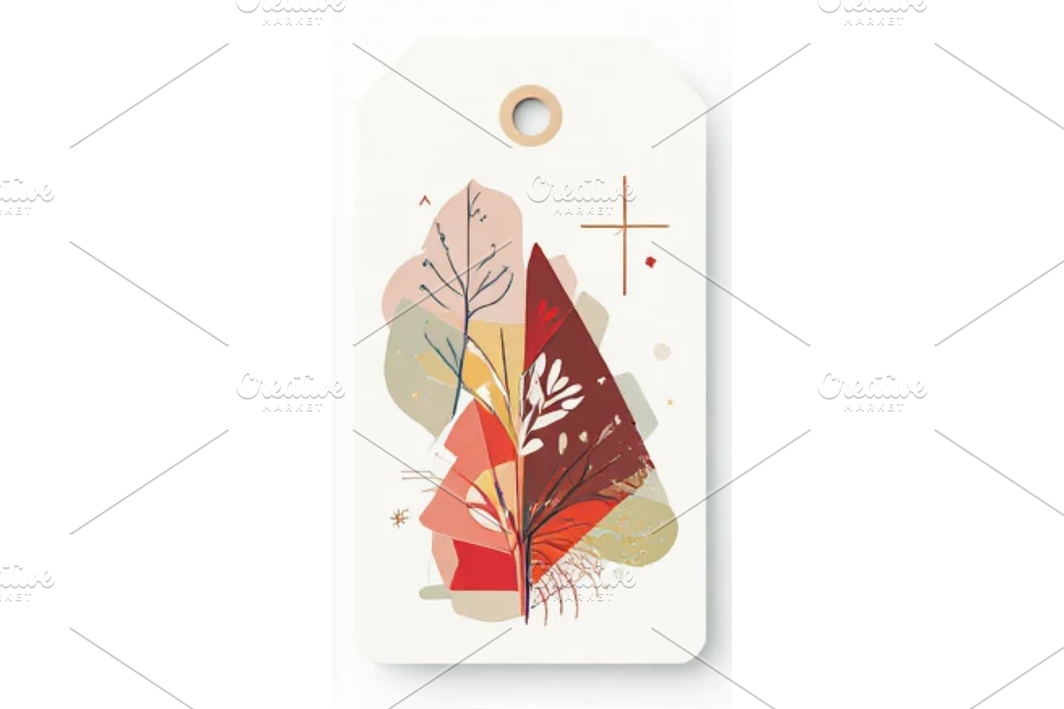 Geometric Christmas Gift Tag Clipart, a Decorative Illustration by Creative design (Photo 7 of 7)