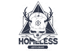 Homeless 2 Vector Dotwork Skull