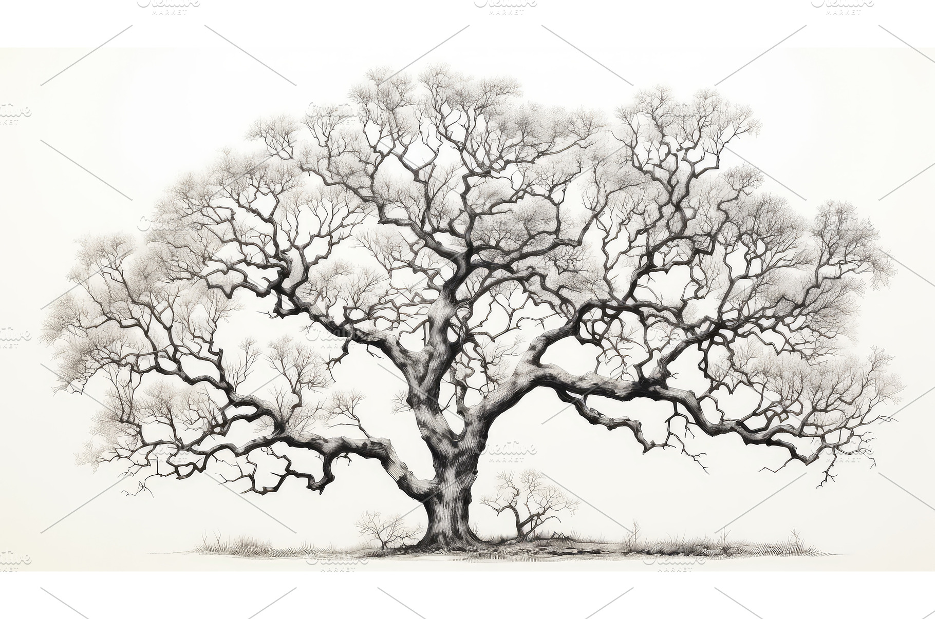 leaves line art trees ai generated, an Arts & Entertainment Photo by pikepicture