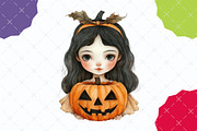 Halloween Girl Watercolor Clipart, an Illustration by designcity5 (Thumbnail 4 of 5)