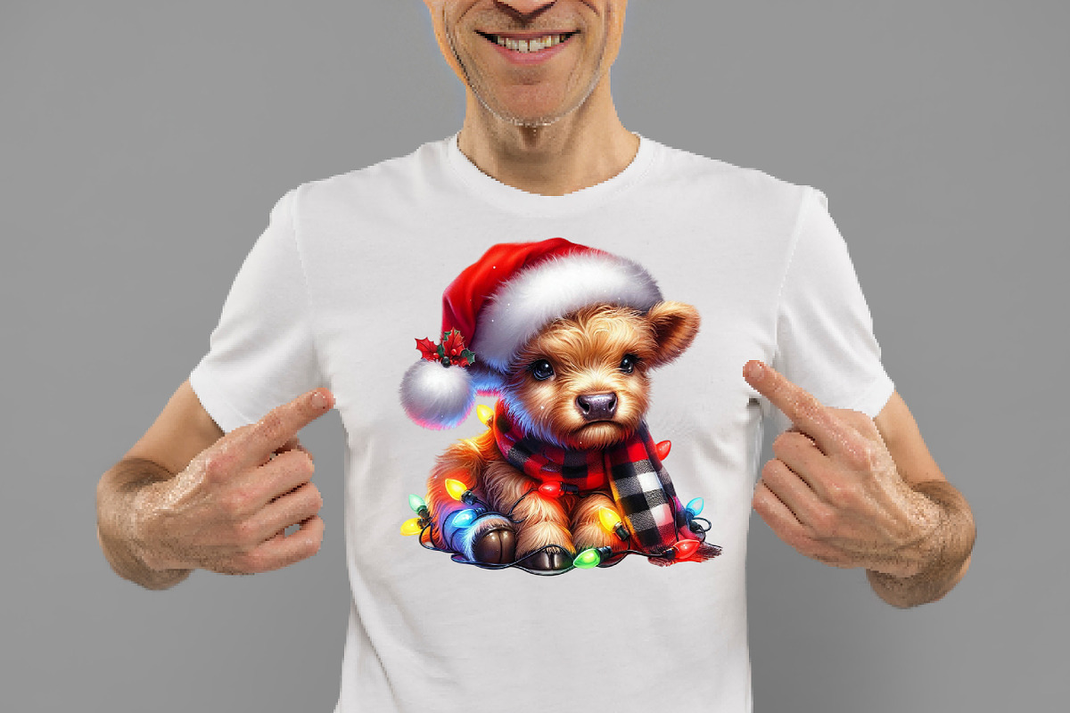 Christmas Lights Highland Cow Png, an Illustration by Daily.Designs (Photo 2 of 5)