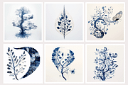 Deca Co - Blue Ink Botanical Shapes, a Texture Illustration by milatovar (Thumbnail 4 of 25)