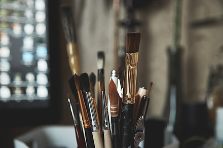 stylized photo of paint brushes