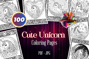 100 Cute Unicorn Coloring Pages