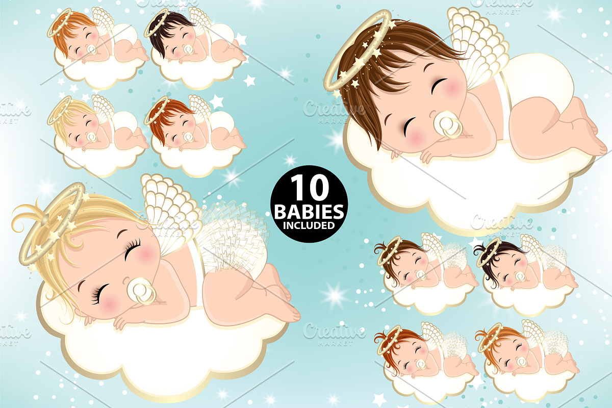 Baby Angel Clipart, Vector Religious, an Illustration by TheCreativeMill