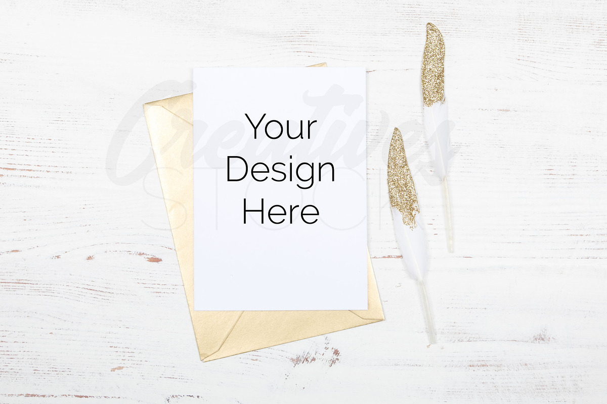 Boho Wedding Invitation Mockup, a Print Template by Creatives STOCK
