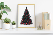 Watercolor Goth Christmas Clipart, an Illustration by Canvas Craft (Thumbnail 5 of 8)