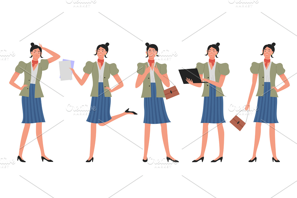 Businesswoman in Various, a Person Illustration by Flashvector