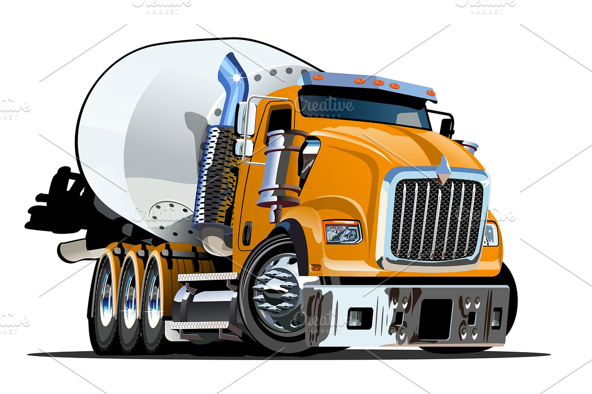 Cartoon Mixer Truck, a Transportation Illustration by Mechanik