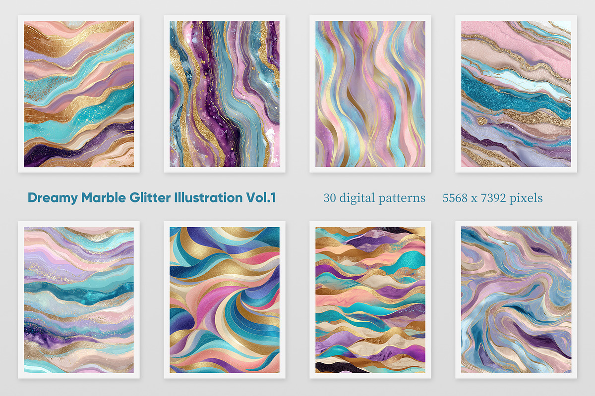 Dreamy Marble Glitter Illustration 1, a Decorative Illustration by Housui Patterns (Photo 2 of 9)