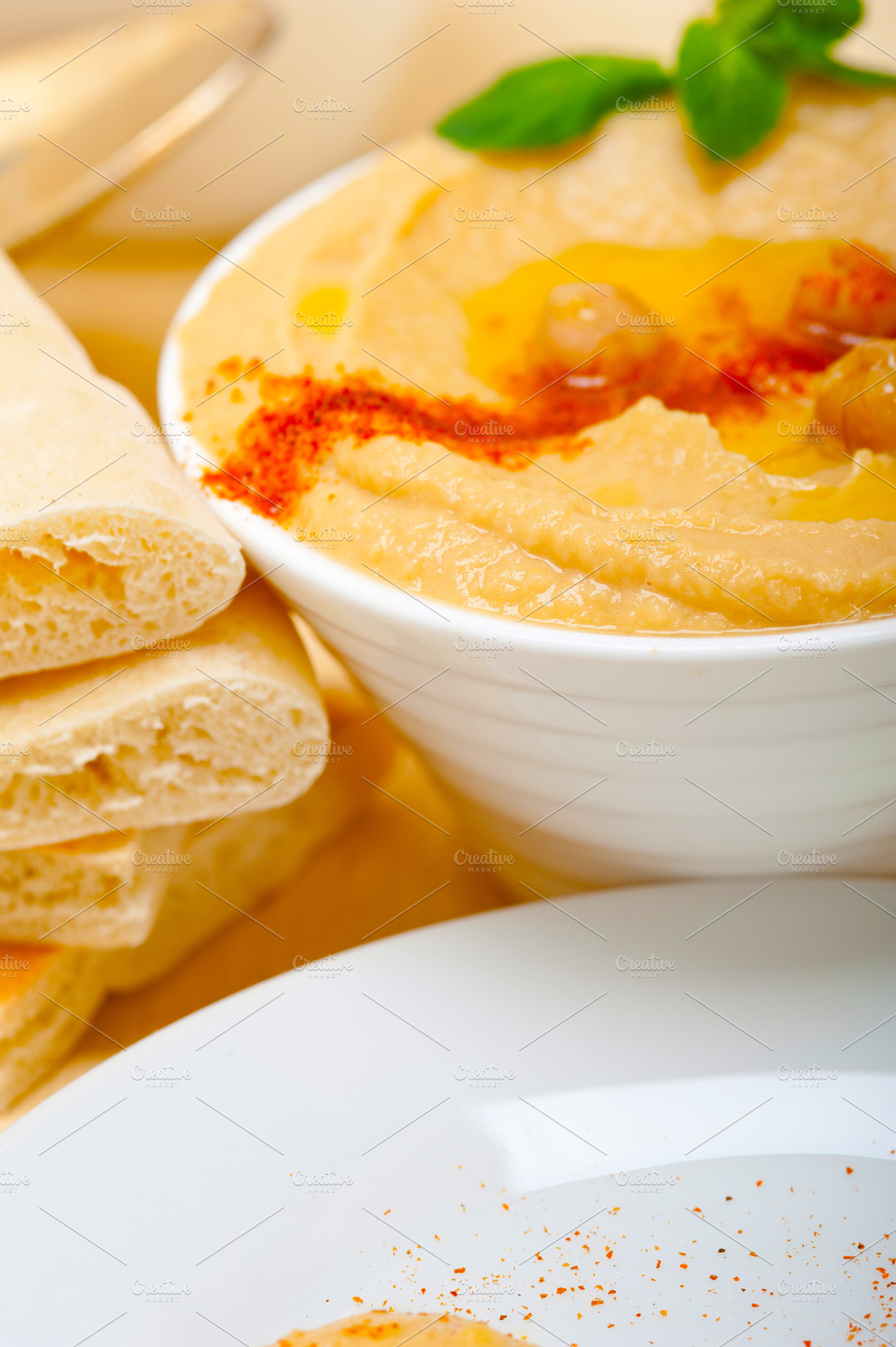 Hummus with pita bread, a Food & Drink Photo by keko64