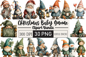 Cute Christmas Baby Gnome Clipart, an Illustration by Black Bird Studio