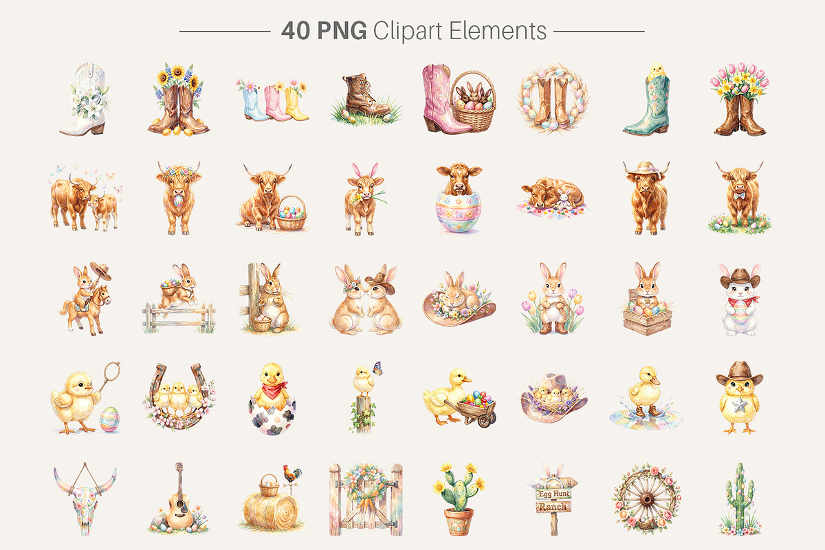 Western Easter Sublimation PNGs, an Illustration by Artnoy (Photo 2 of 8)