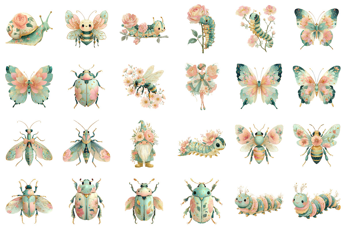 Spring Insects Garden Clipart, an Illustration by CreationArt (Photo 2 of 6)