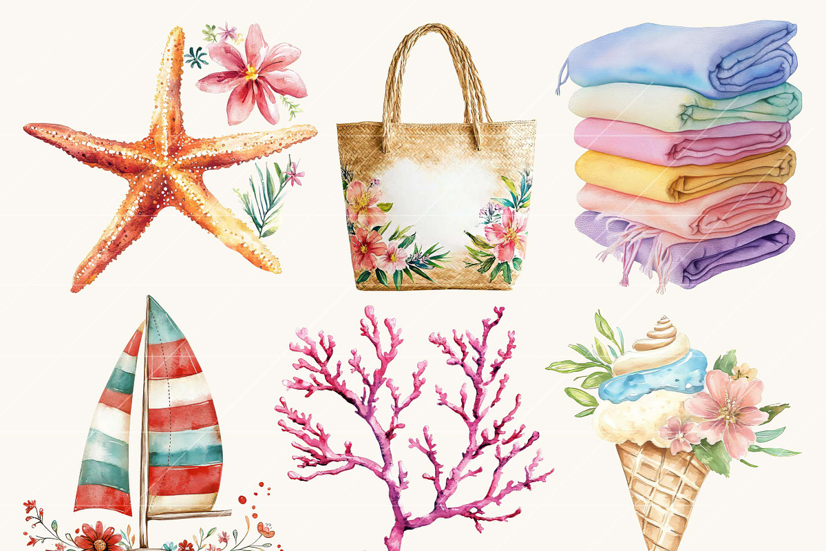 Hibiscus Beach Vacation Clipart, a Person Illustration by BusyDaydesign (Photo 5 of 9)