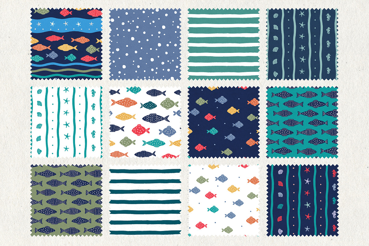 Nautical Fish Playful Collection, a Pattern Graphic by Naty Art (Photo 11 of 12)
