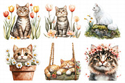 Whimsical Spring Cat Clipart, an Illustration by Daily.Designs (Thumbnail 4 of 5)