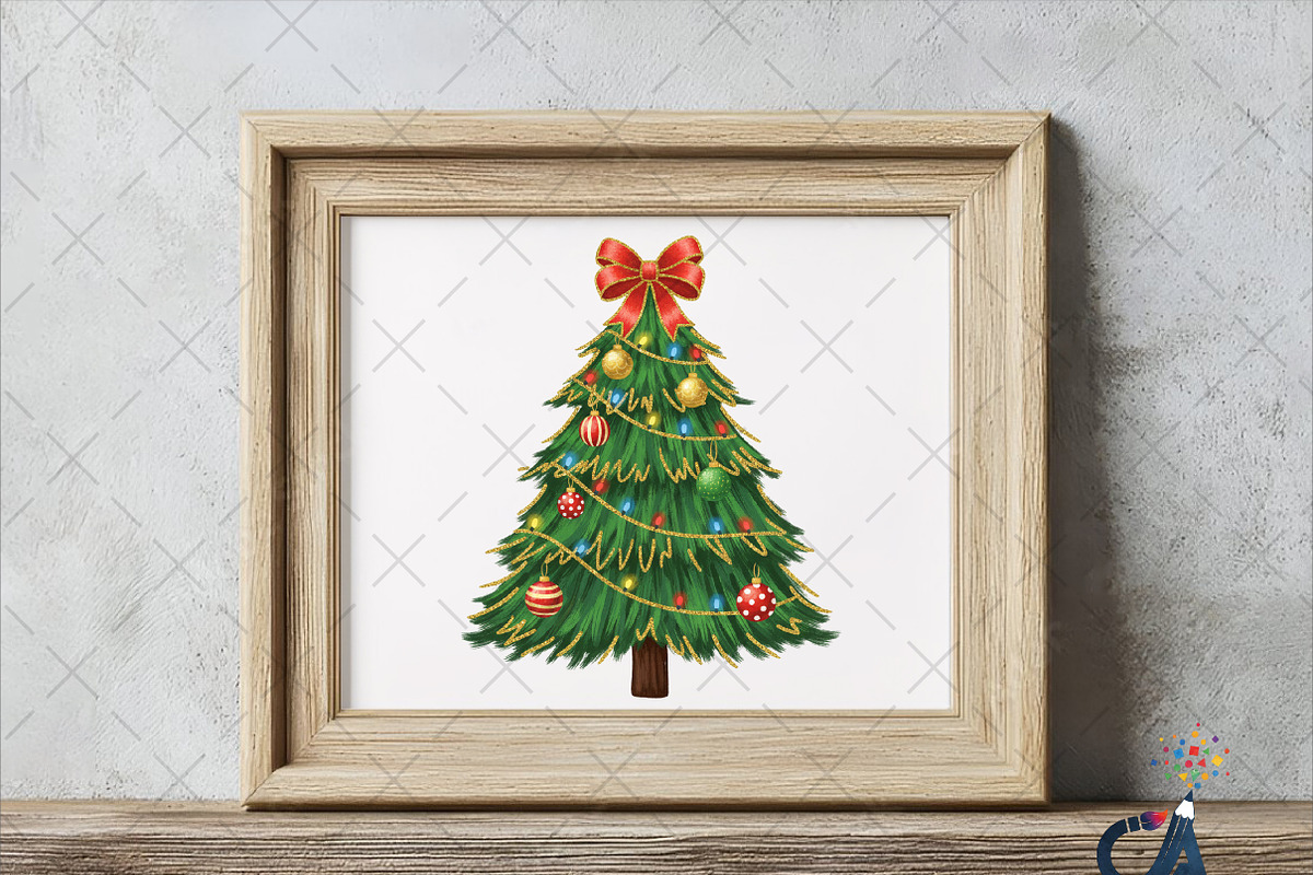 Glitter Christmas Tree Coquette Bow, an Illustration by Creative Art (Photo 3 of 6)