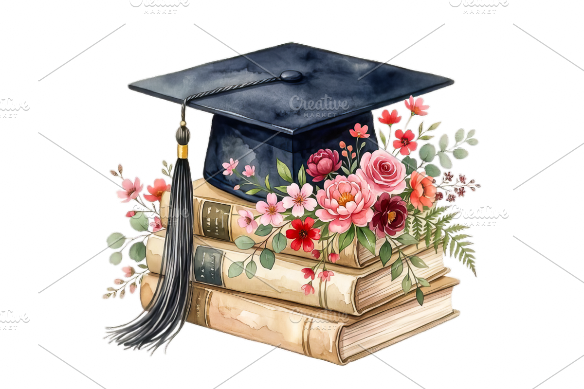 Watercolor Graduation Clipart PNGs, an Education Illustration by VetalStock (Photo 9 of 24)