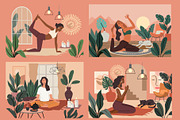 Relax & meditation. Vector woman set, a Person Illustration by bioraven (Thumbnail 6 of 12)